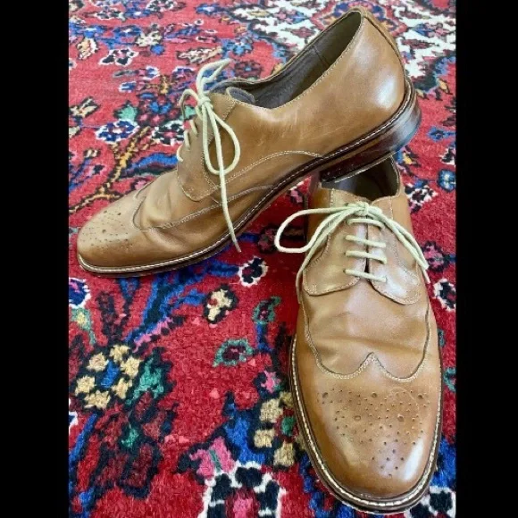 Banana Republic Mens Derby Oxford Leather Shoes Size 10.5 Brown Lace Up Preppy Oxford Leather Dress Shoe | Banana Republic Factory main image 2